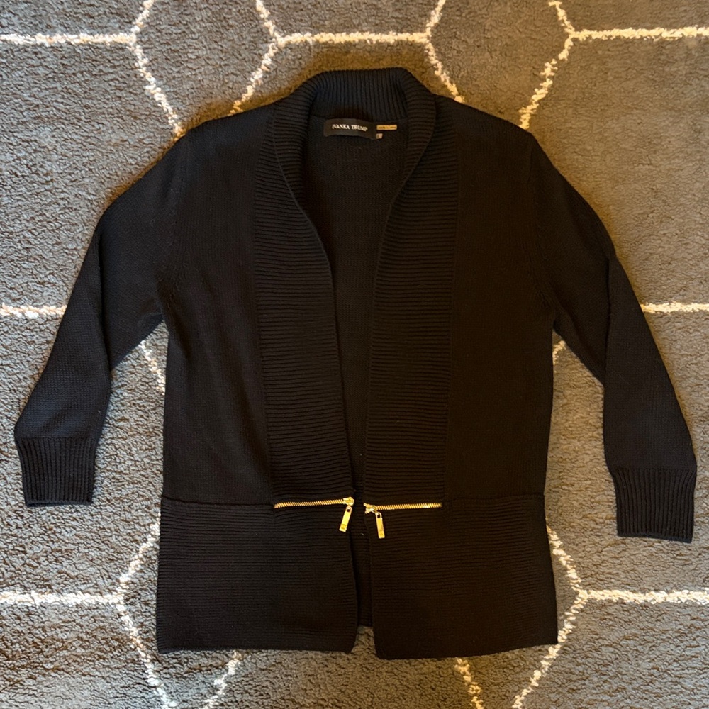 Black Zip-Up Cardigan by Ivanka